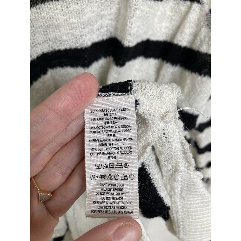 Free People black white stripe knit pullover sweater small crochet boho hippie - Picture 4 of 5